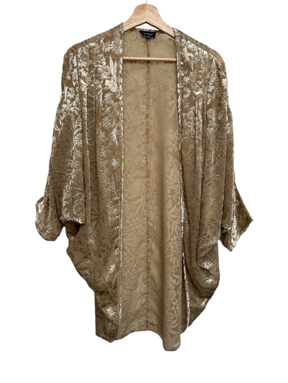 Tolani Floral Velvet Burnout Kimono Cardigan Women’s One Size Gold Layer Drape
